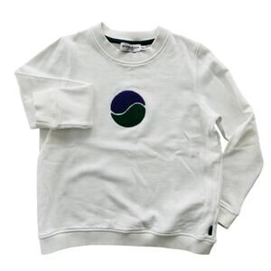 Wimbledon Tennis Official Kids Crewneck Sweatshirt White Size 8-10 Patch Logo